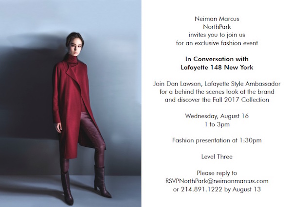 LAFAYETTE PERSONAL APPEARANCE Neiman Marcus NorthPark