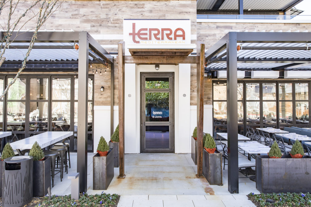 Exterior Photo of Terra Mediterranean, new to the restaurant district at The Shops at Willow Bend